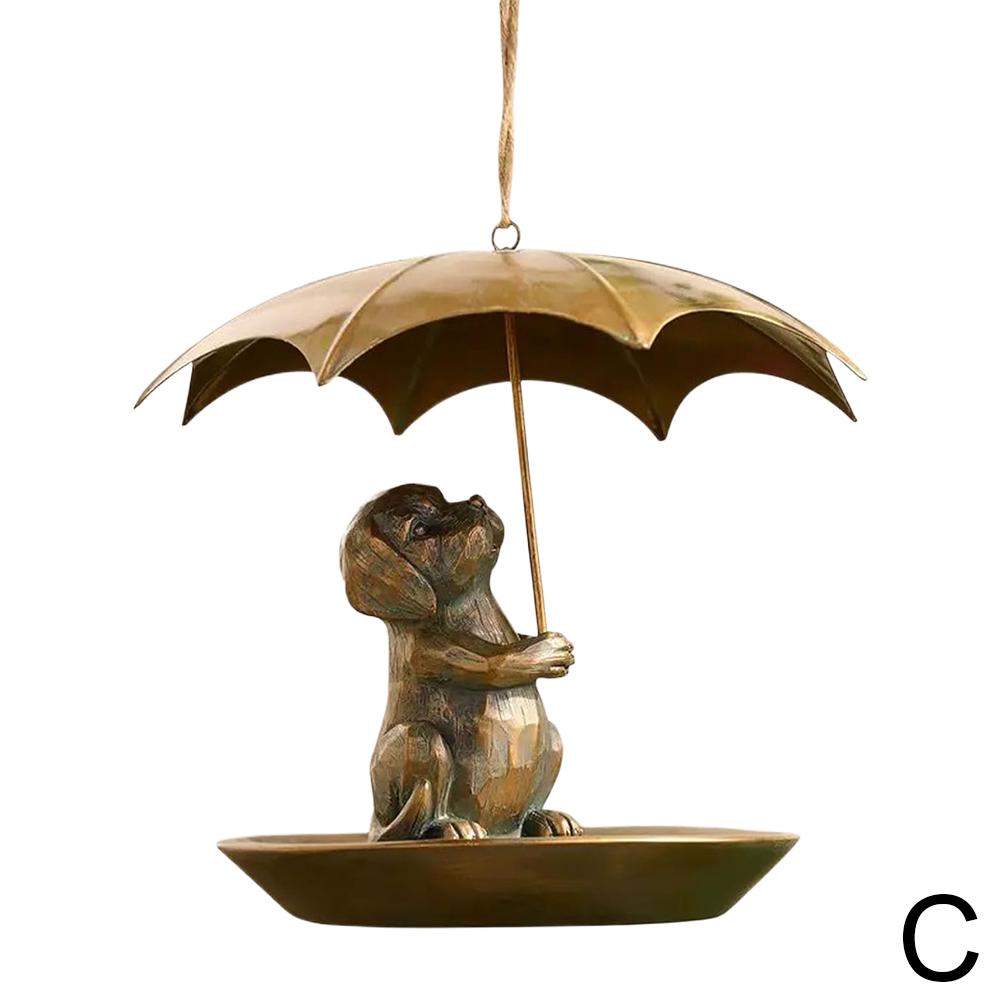 

Металлическая кормушка для колибри с зонтиком, милый дизайн с белкой/кошкой/собакой, держащей зонтик, кормушка для птиц для украшения сада и двора