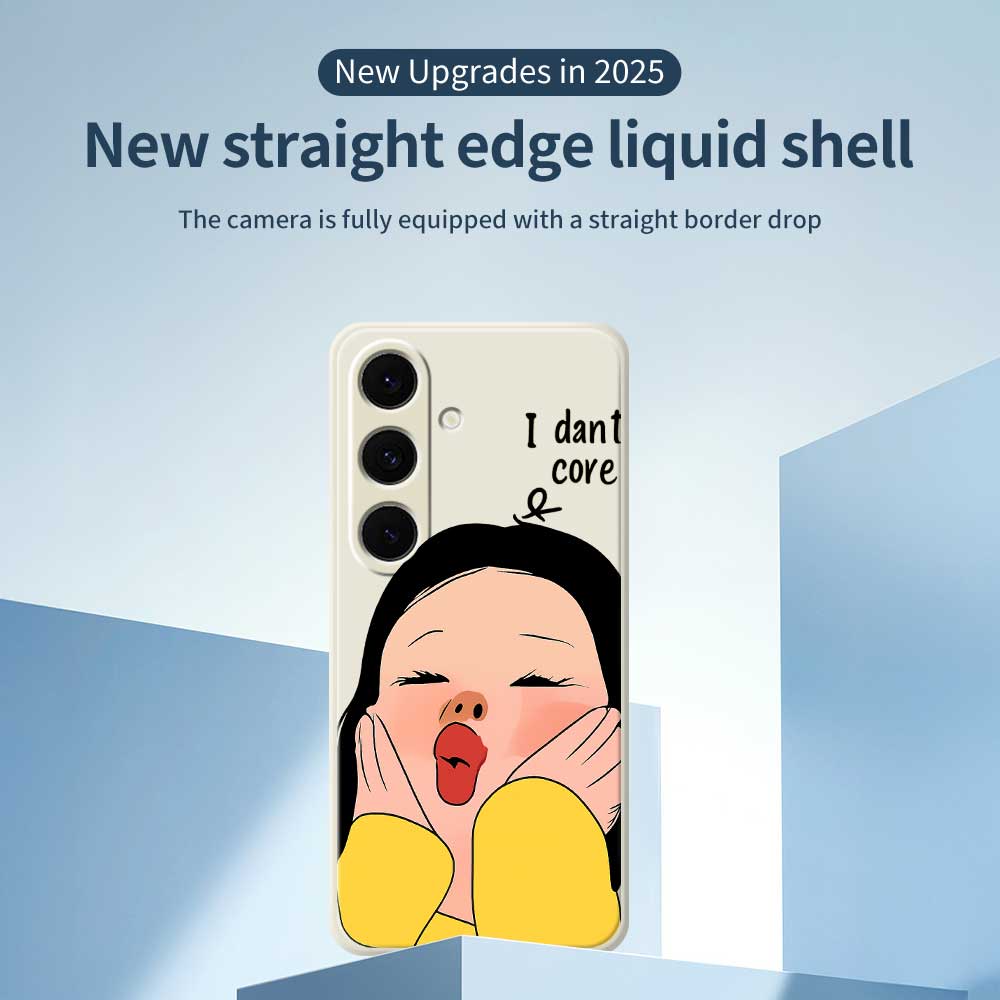 For Samsung Galaxy S25+ Case Girl Holding Face Pattern Printing Straight Edge TPU Phone Back Cover