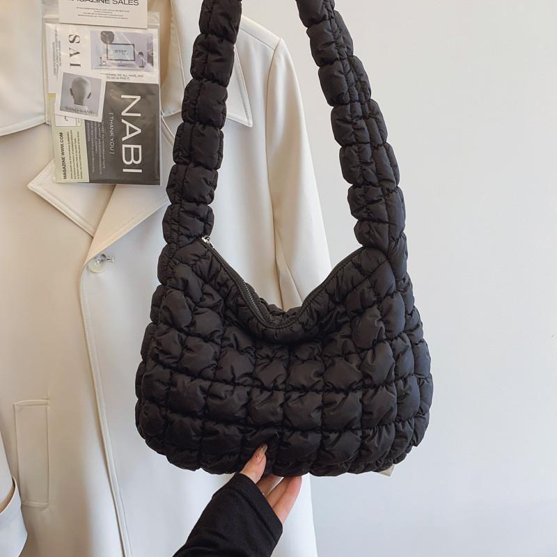 Oxford Cloth Wrinkled Shoulder Bag Large Capacity Tote For Daily Use