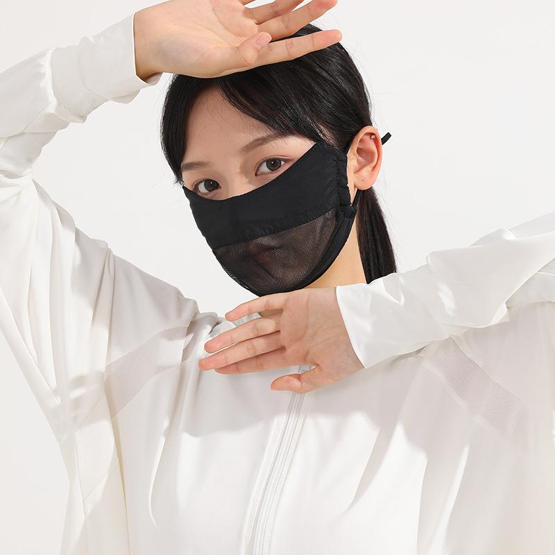 

Дышащая солнцезащитная маска для лица Ice Silk, спортивная маска для лица с защитой от ультрафиолета, шарф на голову с регулируемой пряжкой, маска для вождения и верховой езды чёрный