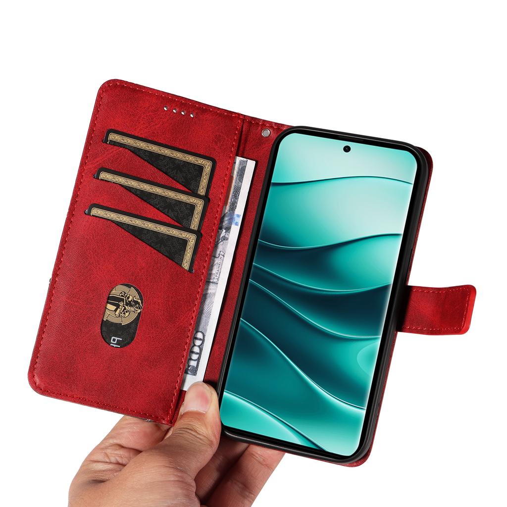 For Xiaomi Redmi Note 14 Pro+ 5G/Note 14 Pro 5G/Poco X7 5G Case Leather Geometric Line Wallet Phone Cover with Wrist Strap