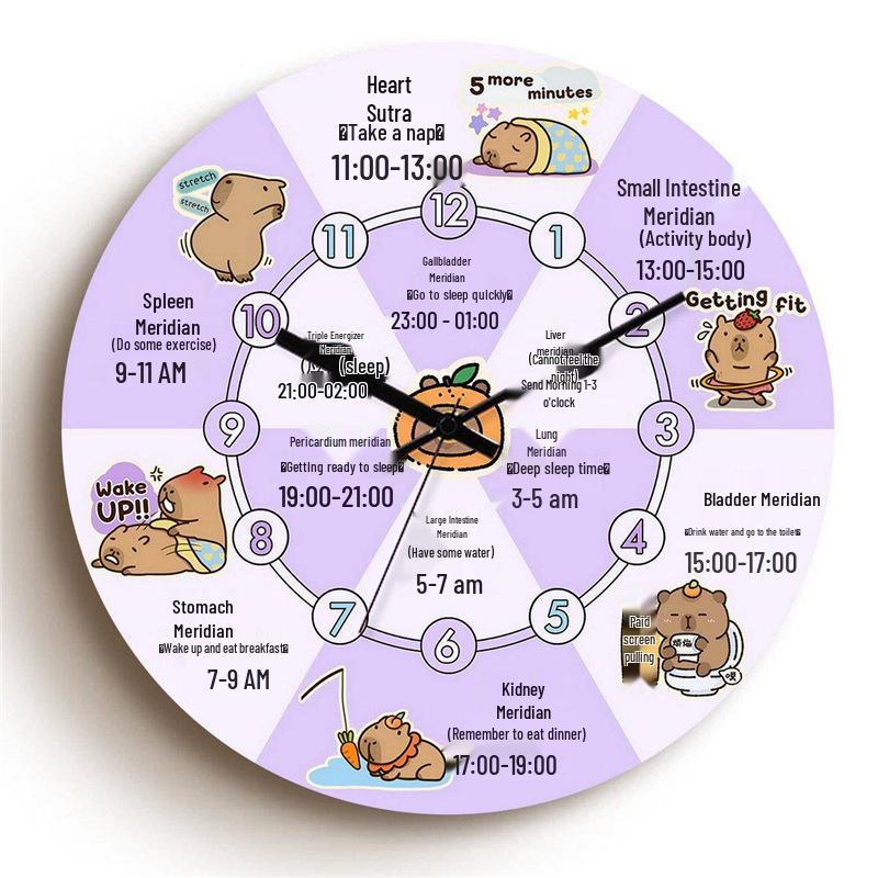 Traditional Chinese Medicine Meridian Health Wall Clock with Silent Mechanism