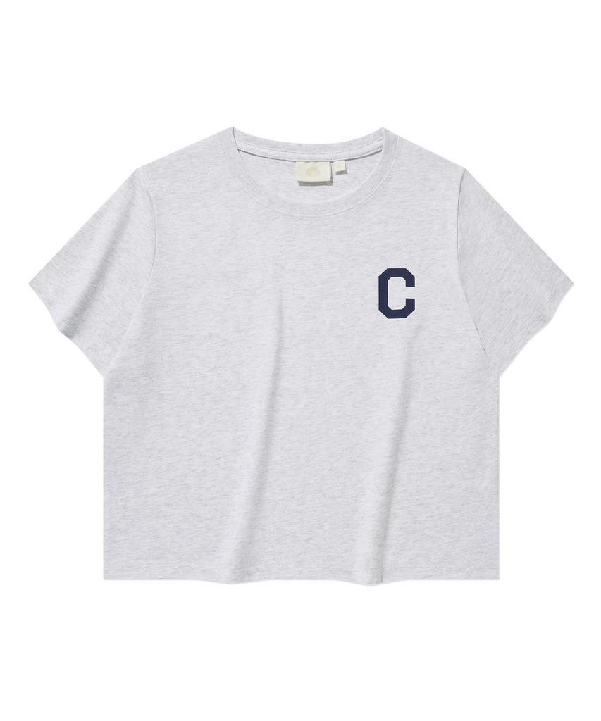 COVERNAT (W) C Logo Crop T-Shirt Heather Gray