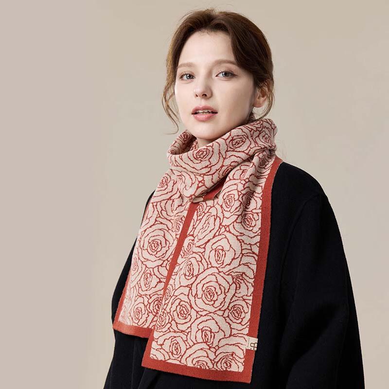 JIUMU Women's Thickened Double-Sided Wool Scarf & Shawl