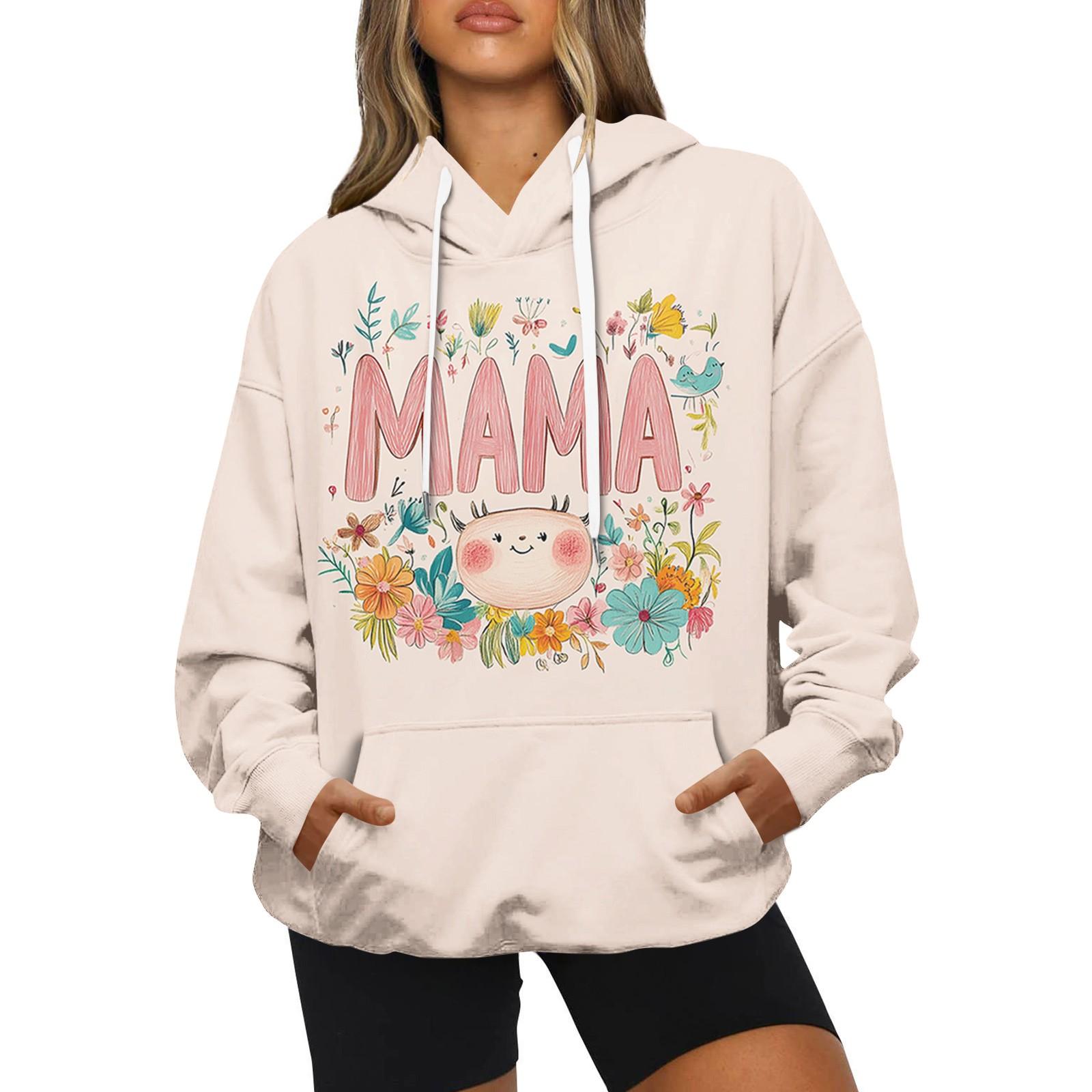 

Женская модная повседневная толстовка с длинным рукавом и капюшоном с принтом XXXL бежевый