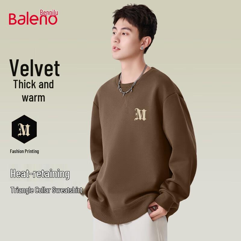 

Baleno Men s American Street Style Fleece Lined Round Neck Sweatshirt L