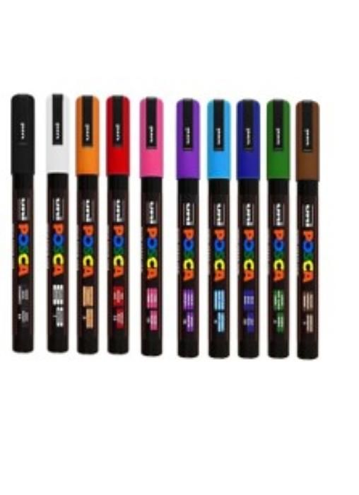 Marqueur - POSCA - PC-5M - Lot de 10 - Pointe 2,5 mm - Couleurs variées