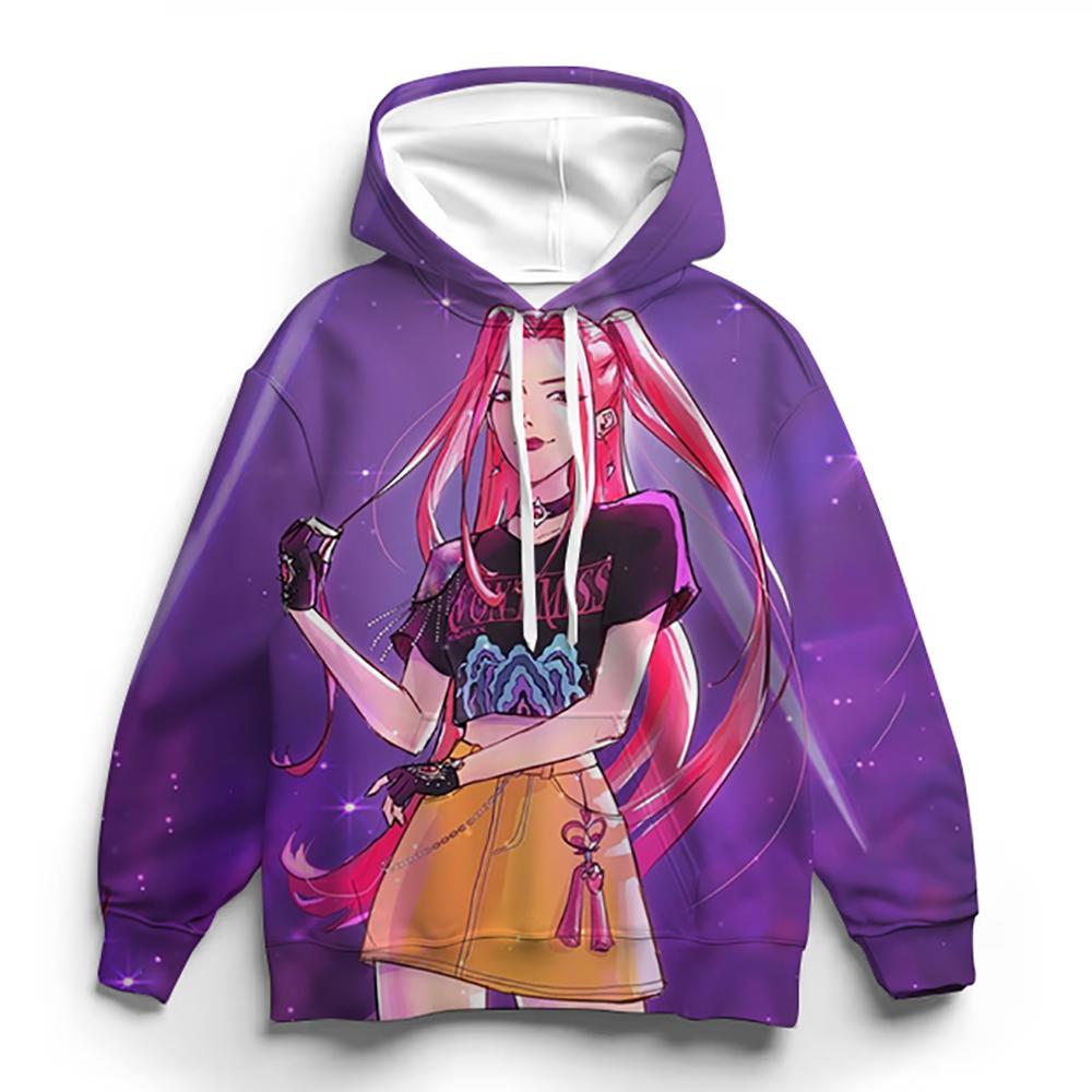 

Детская одежда Kpop Охотник на демонов Руми Графическая одежда Ребенок Девочка Толстовка-пуловер Новая мода Повседневные толстовки Наряды для девочки 100