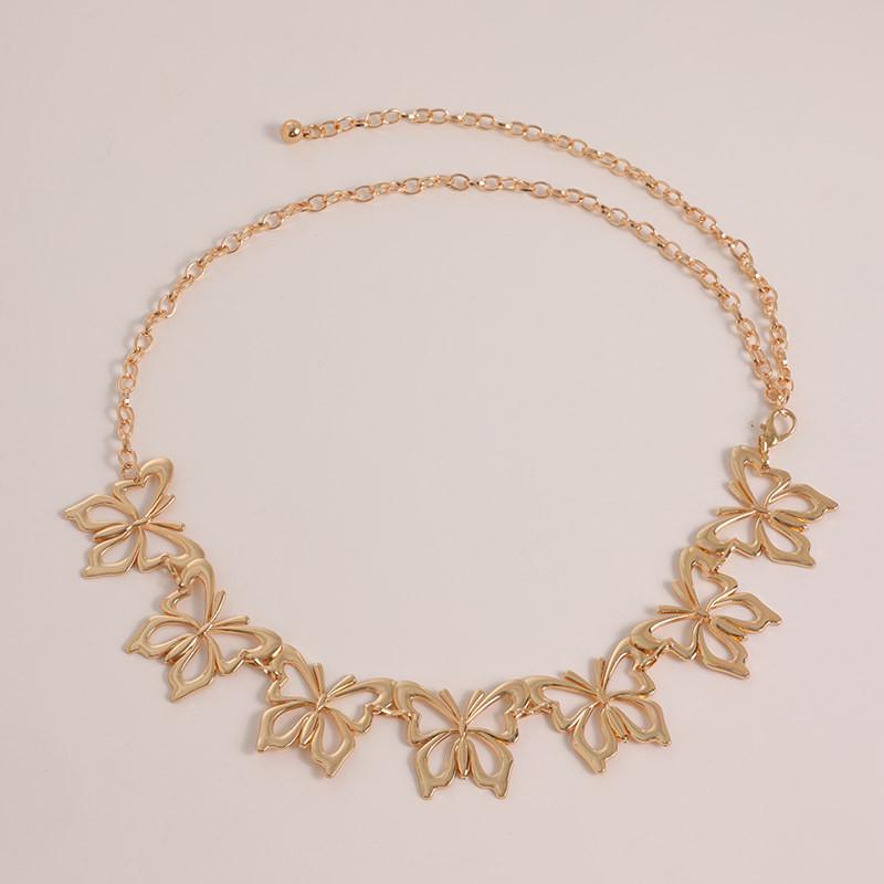 Elegant Metal Butterfly Waist Belt With Geometric Design For Retro Summer Style Gold
