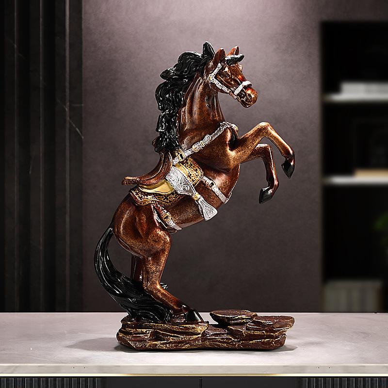 Artizanat din Rășină Sculptură Animal Simulare Cal Stil Chinezesc Retro Statuie Cal Figurine Decorative Decorațiuni Casă