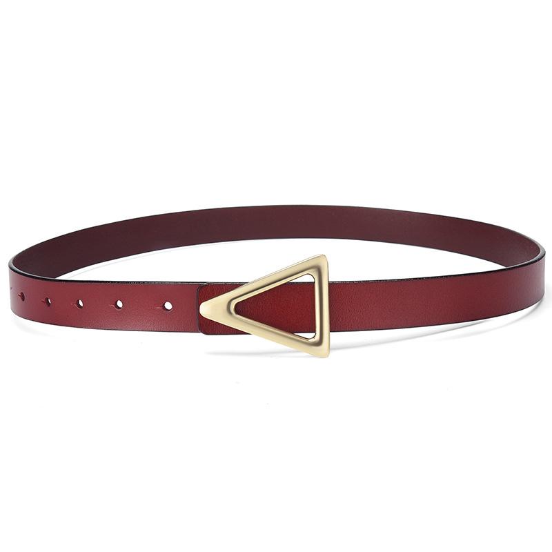 New triangle buckle leather belt - women's belt - versatile fashion decorative genuine leather belt