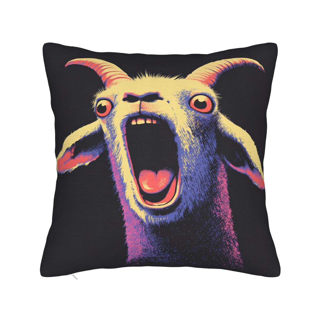 Federe per Cuscini Divertenti Meme Capra Urlante Federa Trendy Retrò per Divano Soggiorno Comoda Copertura per Cuscino