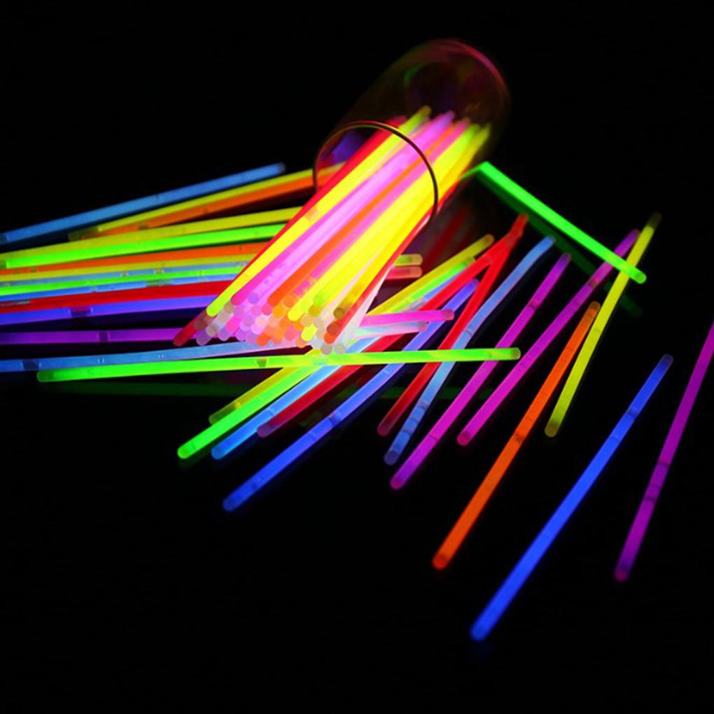 100 Pieces Glow Stick Luminous Portable 5 Colors Single-use Outdoor Party Glowstick Decoration Accessories with Connectors