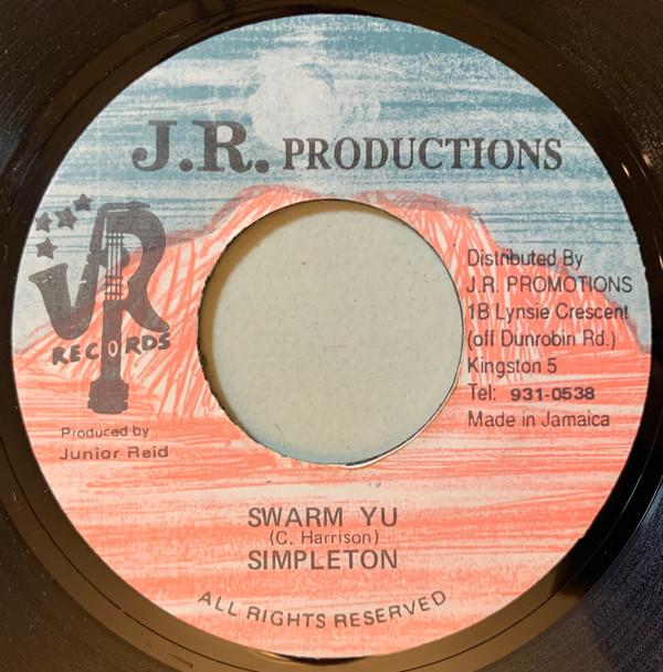 7-дюймовая пластинка SIMPLETON Swarm Yu NONE J.R. Производство Ямайка Регги Ска Даб Б/У