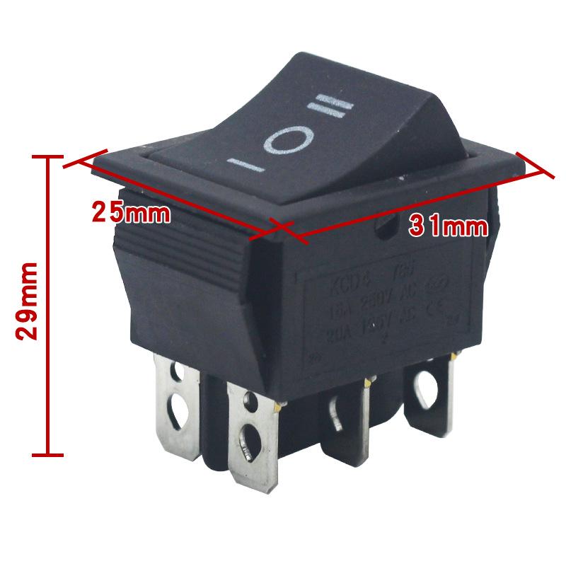 KCD4 Rocker Switch: 16A 250V, 6-Pin, 3-Position Power Button for Electric Heater/Welder