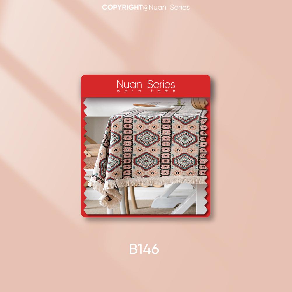 1PC Nuan Series Artistic Jacquard Romantic Style Polyester Tablecloth with Tassels for Dining Table Coffee Table Makeup Table Home Decor