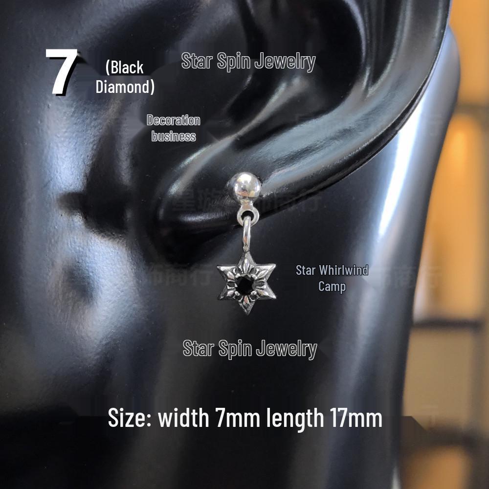 

New Cross G-Dragon Dangle Earrings with Colored Diamonds for Men & Women, White Copper, Thai Silver, s925 Silver Needle