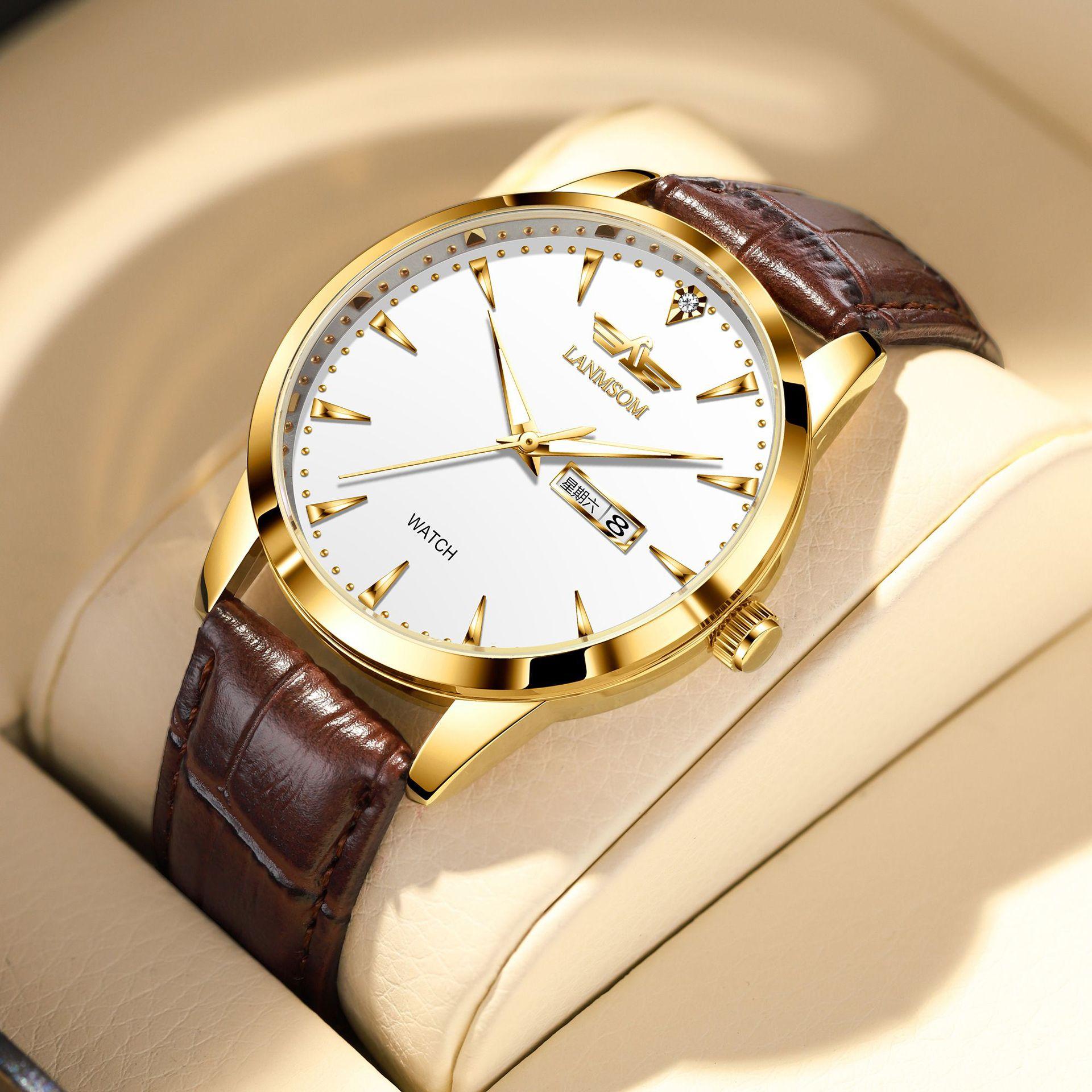 

Новые роскошные мужские часы высшего бренда с коробкой, модные водонепроницаемые мужские кварцевые часы