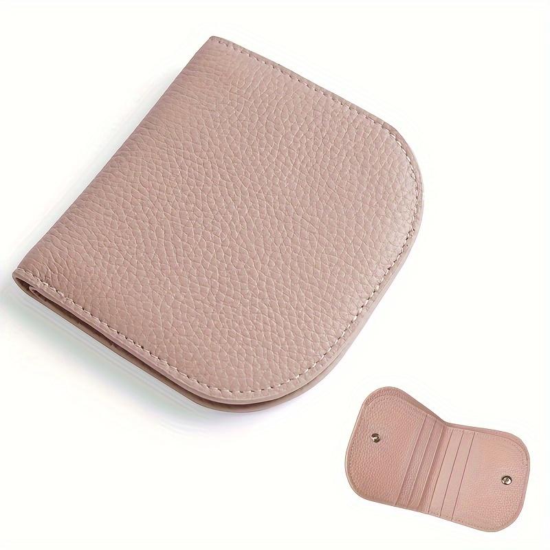 Women'S Genuine Leather Wallet, Slim Half-Round Design, Double-Fold Card Holder with Zipper for Coins, a Perfect Gift.