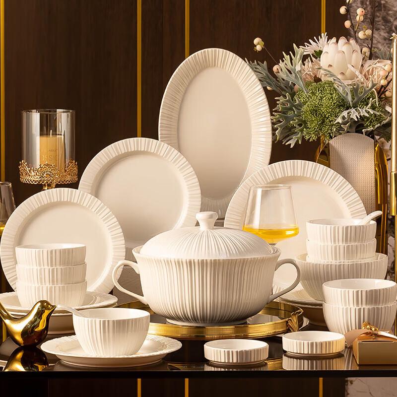 Morde Lanka Light Luxury Embossed Jingdezhen Ceramic Dinnerware Set
