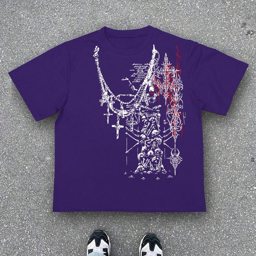 T-shirt z krótkim rękawem i nadrukiem Dark Metal | Krój casual, Dekolt okrągły, Lekko rozciągliwy materiał, Idealny dla dorosłych, Sezon letni