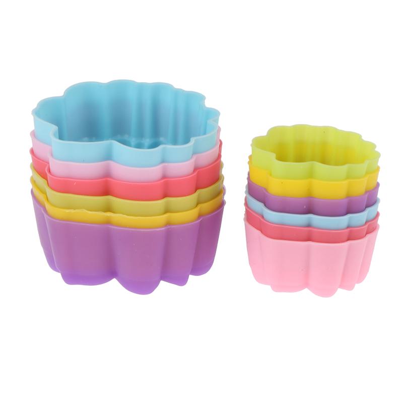 5Pcs 3/5Cm Lotus Silicone Mold Cake Muffin Baking Nonstick Reusable Molds