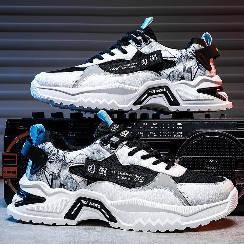 New Platform Running Sneakers Spring Youth Breathable Men's Shoes Heightened Mesh Dad Shoes