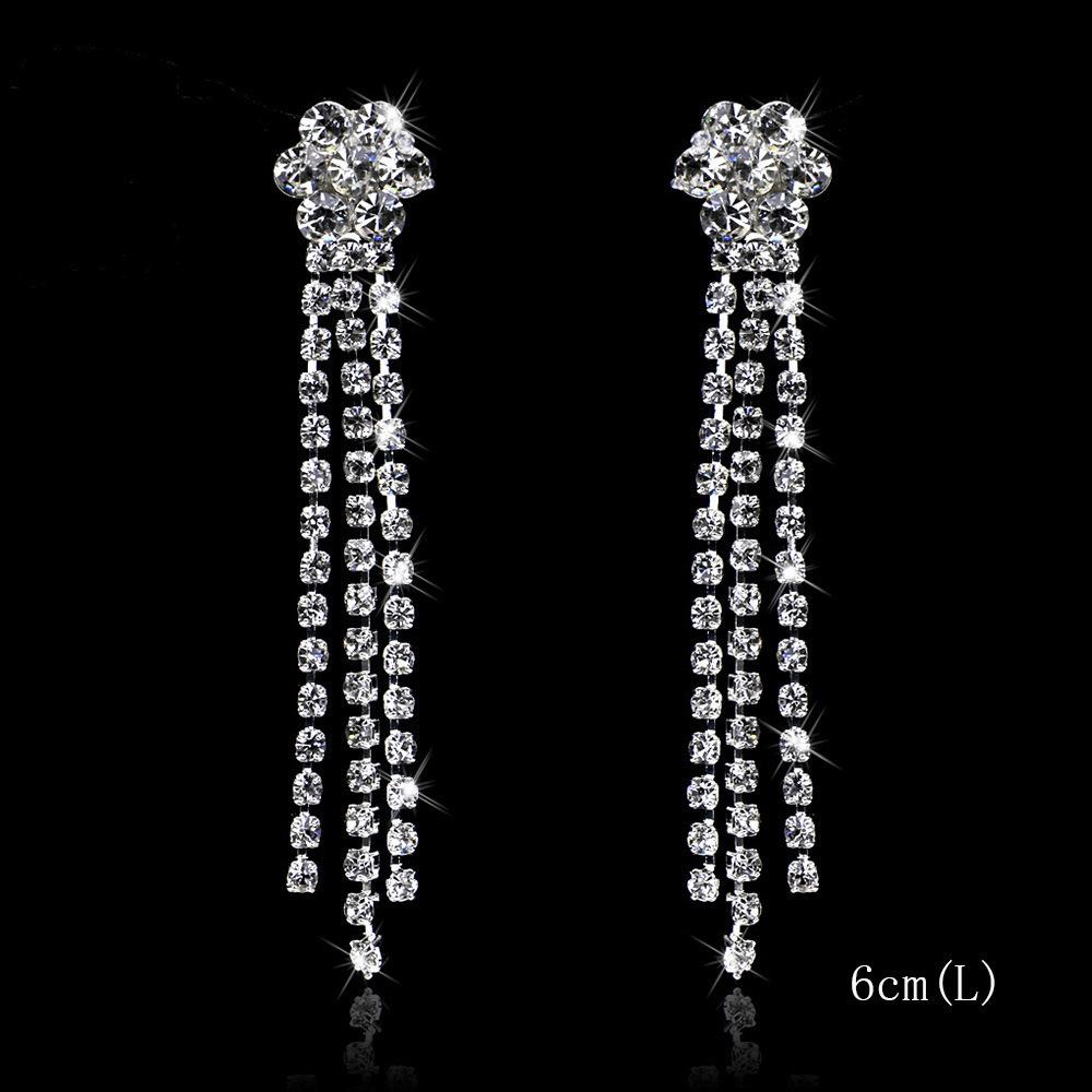 Premium super flash full diamond long fringed earrings