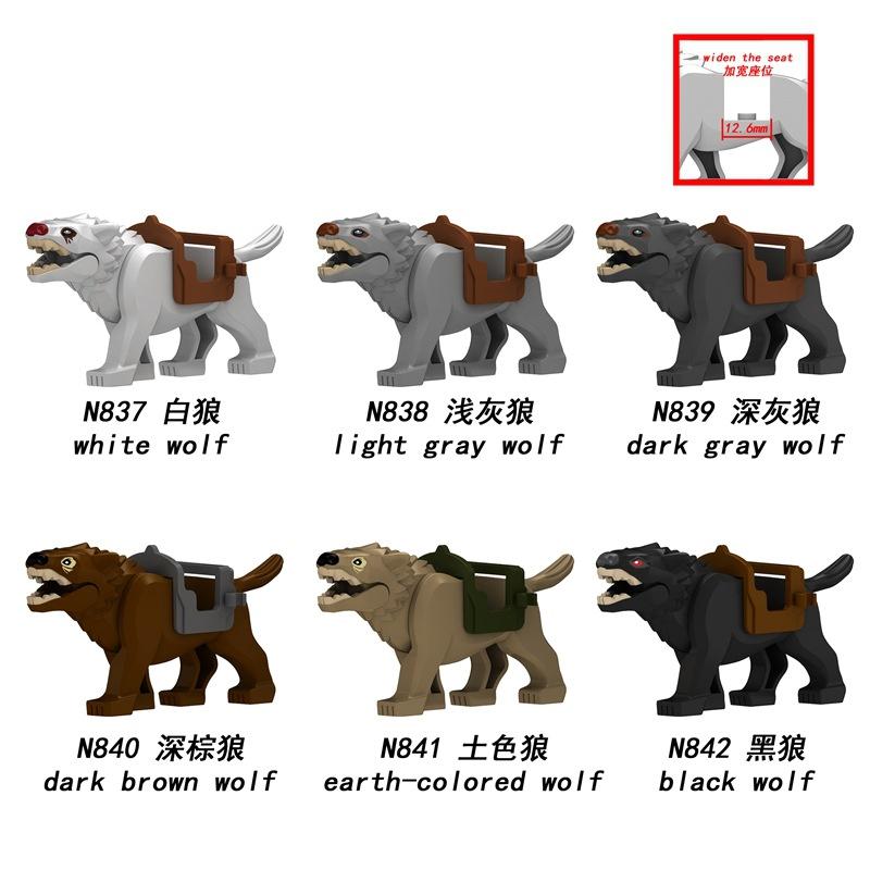 MOC Mediaeval Times Building Blocks Orc Mounts Wolf Flags Army Soldiers Character Accessories Bricks Animal Toys Gifts R064 DIY