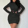 Women's High-Neck Long-Sleeve Dress