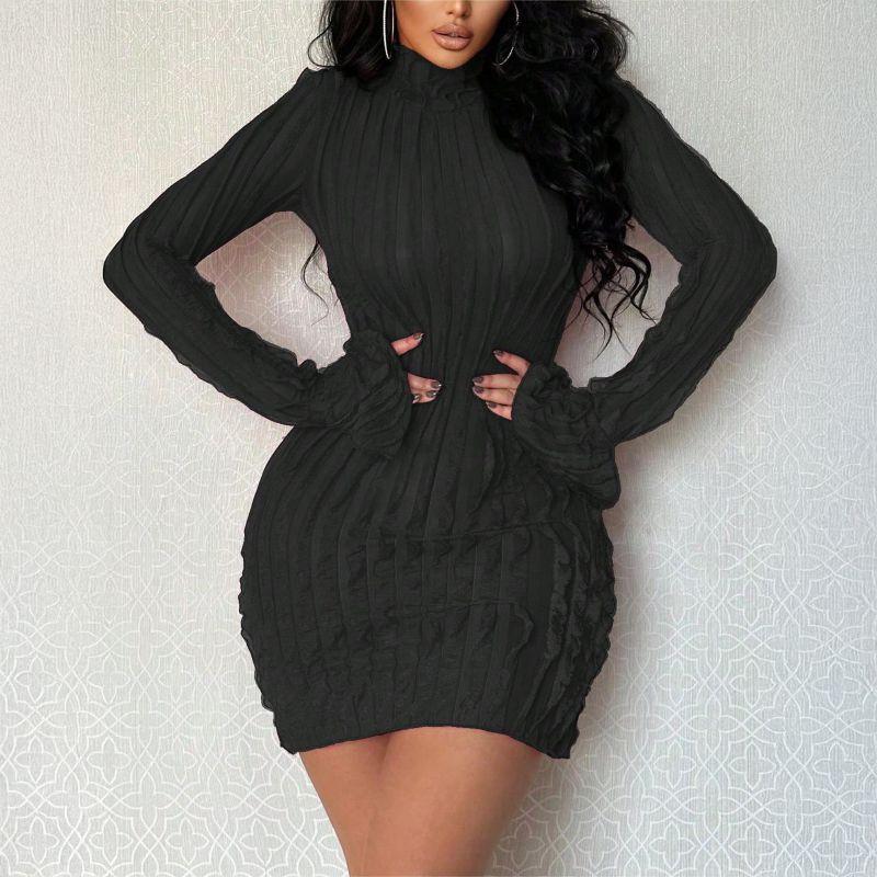Women's High-Neck Long-Sleeve Dress