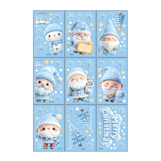 Yousheng 9 Sheets/Set Christmas Window Cling Removable Waterproof PVC Winter Merry Christmas Static Glass Sticker Holiday Party Decoration Decal