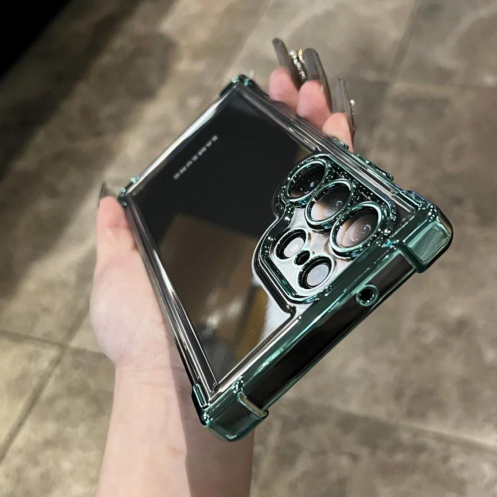 Kovový nárazník Průhledný kryt pro Samsung S25 Ultra S24FE S23 FE S22 Plus A54 A53 A55 A34 A35 A25 5G Nárazuvzdorný akrylový kryt