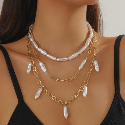 European and American Multi-layer Baroque Pearl Necklace Light Luxury High Sense Baroque Pearl Necklace Women
