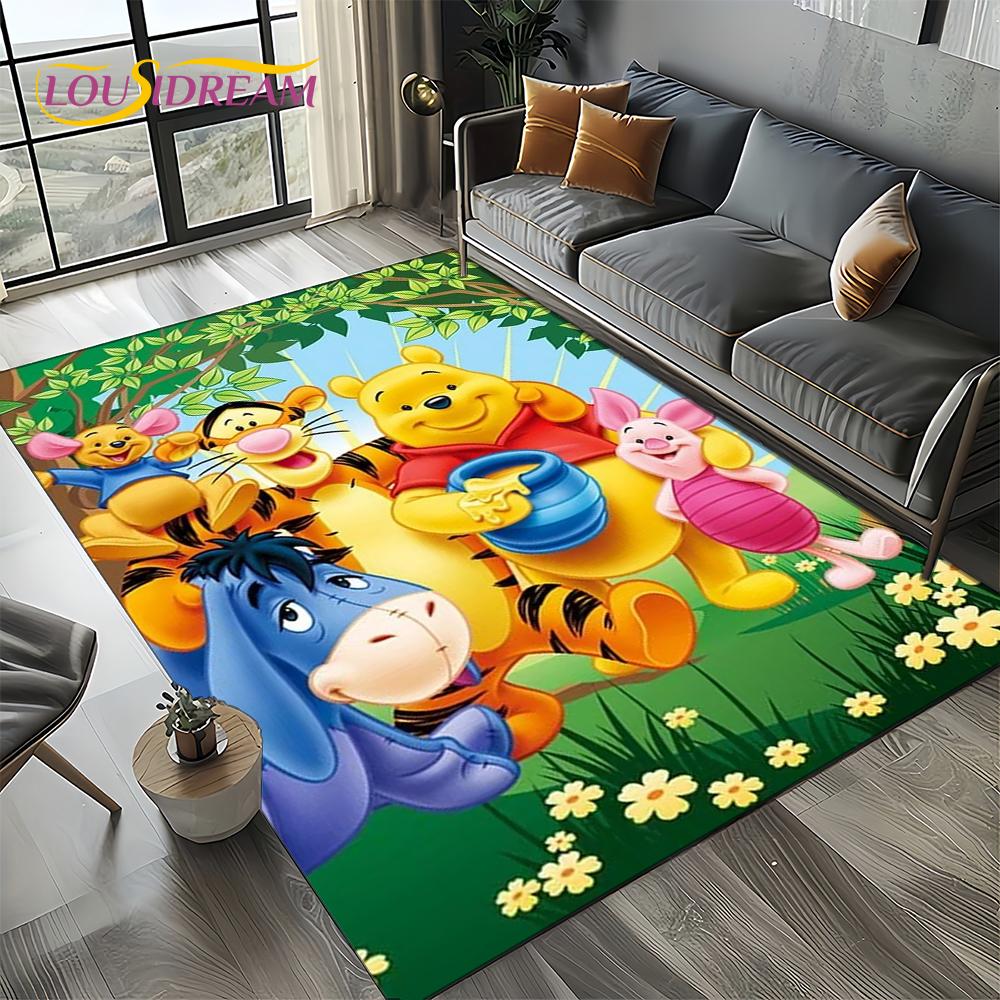 Tappeto Tappetino Decorativo Tappeto Cartoon Orso Winnie Pooh Carino 3D per Camera da Letto Soggiorno Casa Divano, Gioco Bambino Decorazione Grande Tappetino Pavimento Regalo