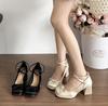 Mary Jane Shoes for Women 2025 Elegant Women Satin Chunky Heels Sweet Style Pumps Leather Loafers Shoes Women Dress Office Shoes