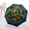Forest Circle Pattern Umbrella, Portable and Foldable Design, 8 Ribs, a Casual Accessory for Halloween, Christmas, and Birthday Gifts.