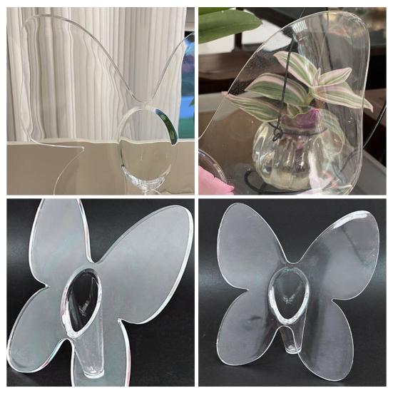 Yousheng Clear Plastic Vase Decorative Square/Butterfly Frame Vase for Wedding Party Table Home Dining Table Bookshelf Centerpiece House Warming Gifts