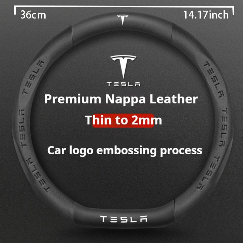 Car Carbon Fiber Leather Anti-Slip Steering Wheel Cover For Tesla Cybertruck Beast Roadster Model 3 Model Y Model S Model X