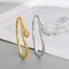 Women's Luxury Snake Bracelet: Fully Diamond-Encrusted, Adjustable Open Design, Niche Style, Copper with Real Gold Plating.