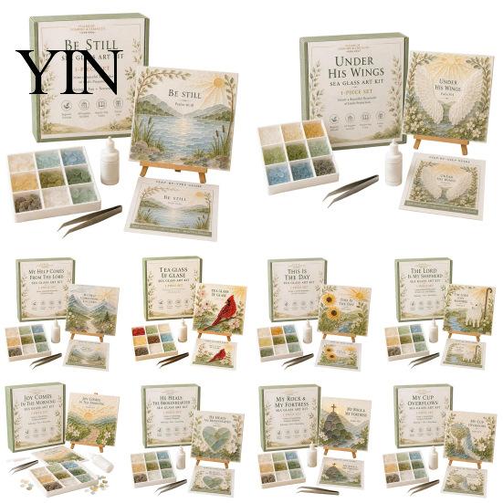 Inspirational Scripture Decorations Faith-Inspired Sea Glass Art Kit, Psalms of Comfort And Strength Christian DIY Faith Inspired Handmade Gifts
