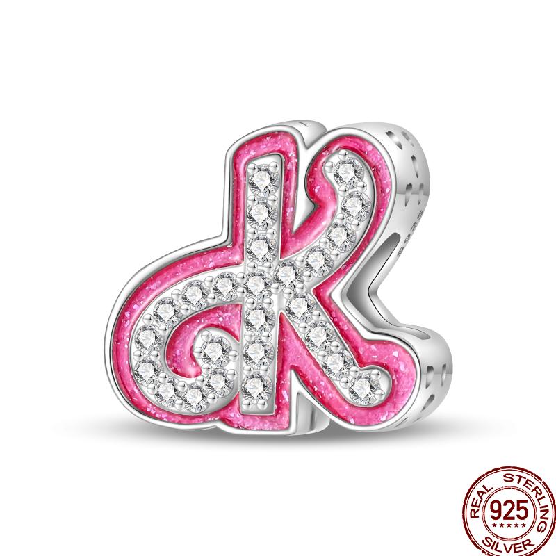 Copper Pink 26 Letters Valentine'S Day Gift Beads Suitable For Pan Original Bracelet Diy Birthday