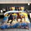3pcs Sunset Horses Running in Ocean Bedding Duvet Cover Set Horses Bedding Quilt Set Ocean Themed Bed Quilt Set Romantic Horses