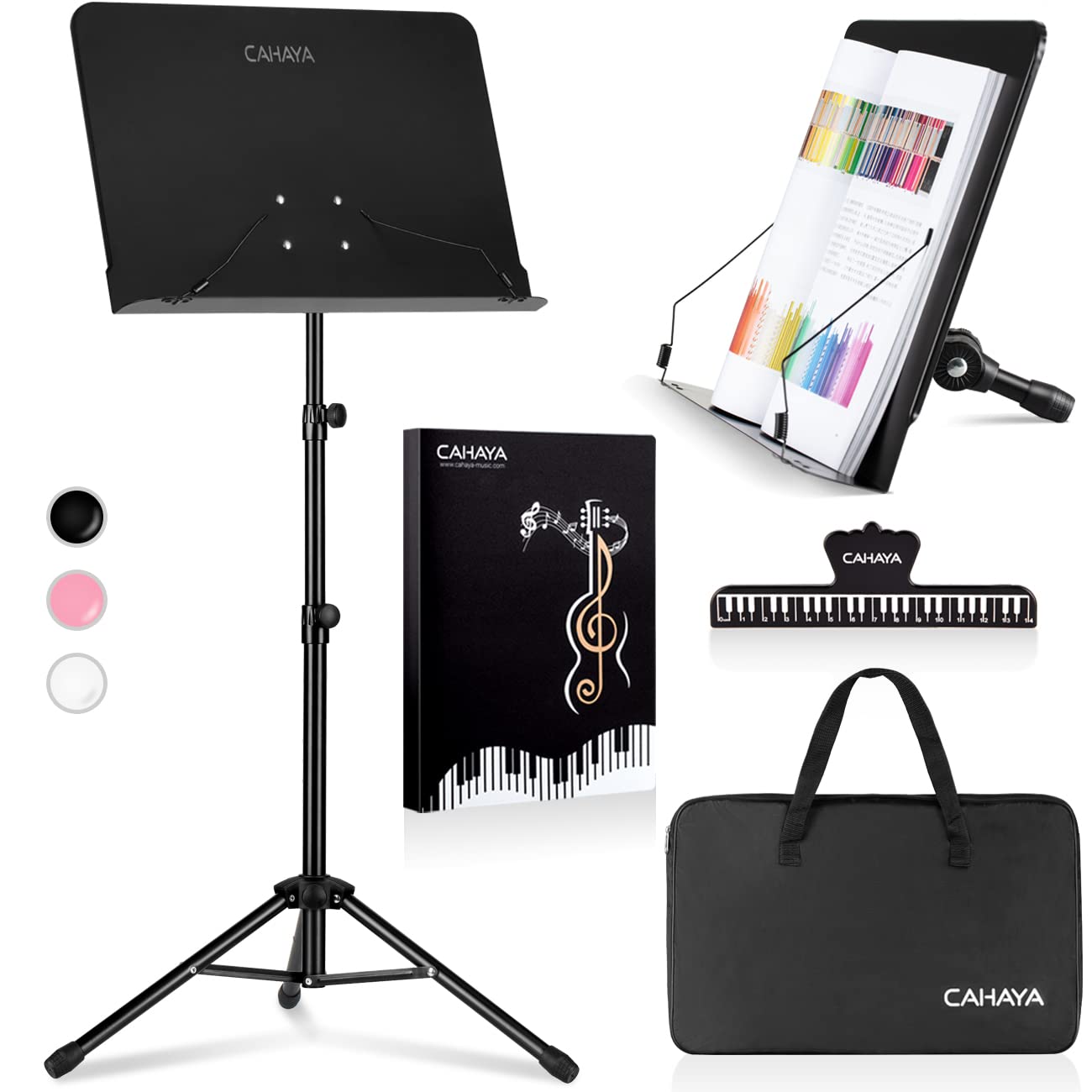 

CAHAYA Folding Tabletop Music Stand (Product Number 007958624-0001) Dual Function Music File Included, Music Clip Included, Storage Bag Included,