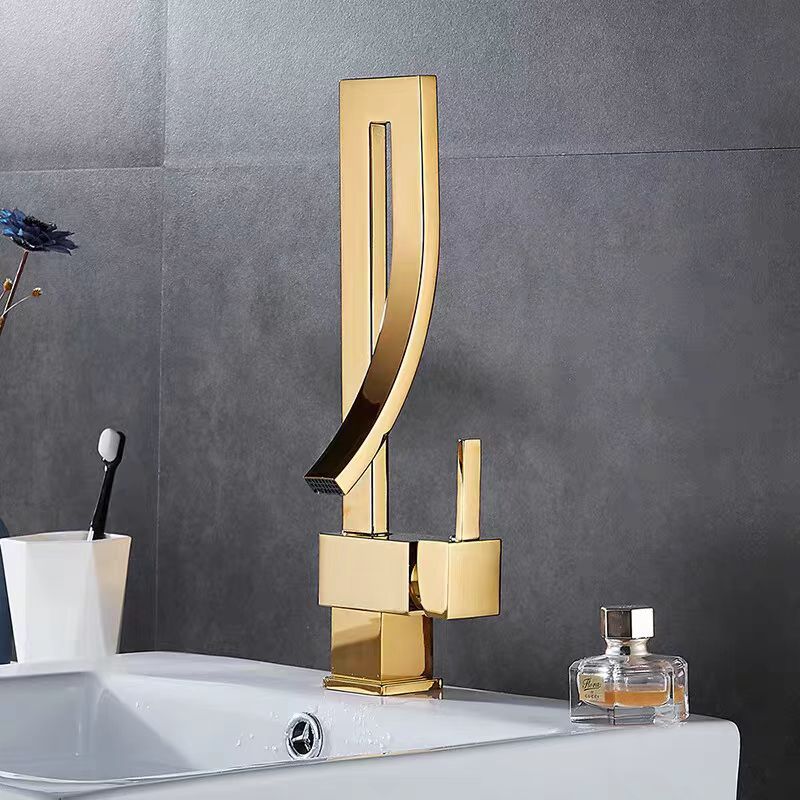 Elegant Brass Bathroom Basin Faucet Fashion Style Single Handle Waterfall Mixer Tap Hot And Cold Water Faucet