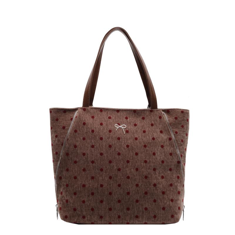 Vintage Tragetasche Damen Dot Print Unterarmtasche Große Kapazität Umhängetasche Multifunktionaler Rucksack