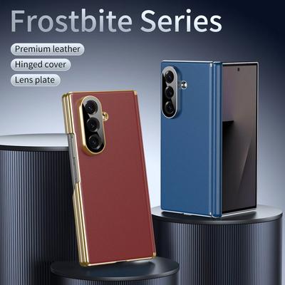 Premium Leichtes Leder Flexible Scharnier Klapphandy Hülle Für Samsung Z Fold 7 Galaxy Z Fold 6 5 4 Nur Rückseitenschutz Hülle