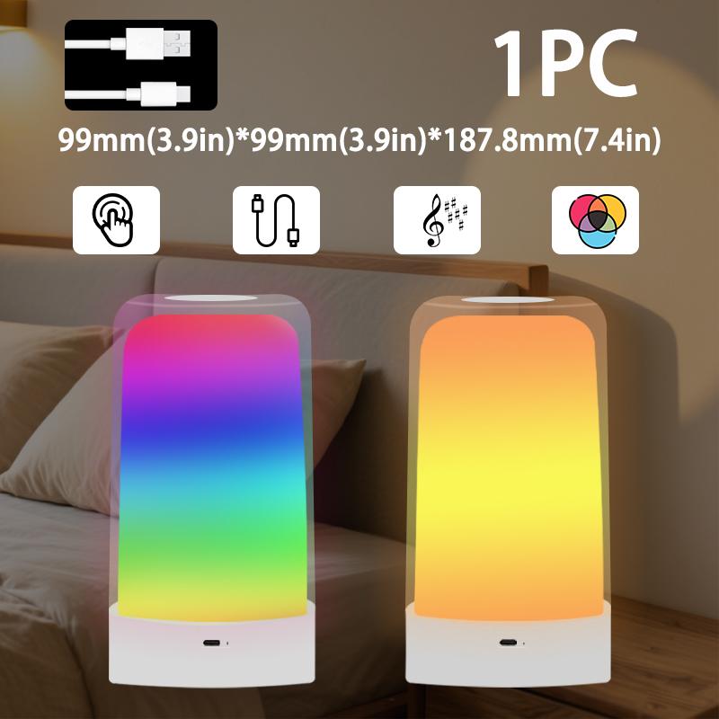 

Портативная настольная лампа с сенсорным управлением, диммируемая, RGB, USB, с изменяемым цветом, уютный свет для киберспортивных вечеринок