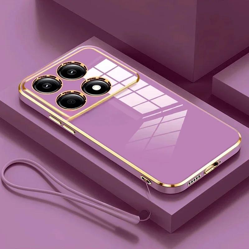 

Розкішний модний чохол з гальванічним покриттям для Xiaomi 15 Ultra 14 Pro 13 12 T Poco X7 Pro X6 X5 F6 C65 C75 Силіконовий м який чохол зі шнурком-ручкою For Xiaomi 12&Case & Strap фіолетовий