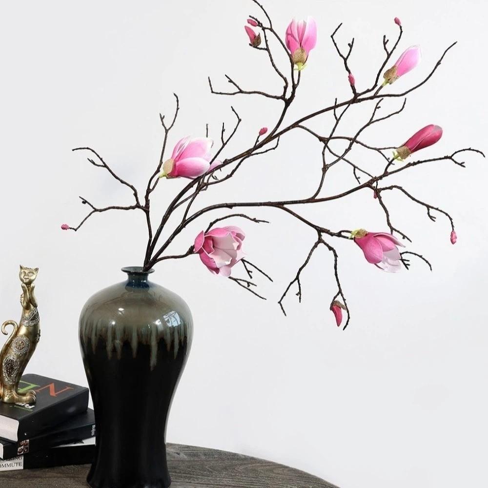 Large Artificial Magnolia Flower Handmade Real Touch Simulation Big Magnolia Plastic Realistic Faux Magnolia Branch